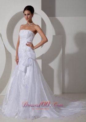 Lovely Mermaid Bowknot Wedding Dress Appliques Designer