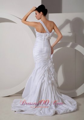 Best Wedding Gowns Mermaid One Shoulder Hand Made Flowers