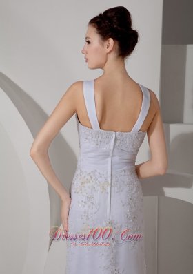 Customize Simply Wedding Dress Column V-neck Appliques Strap