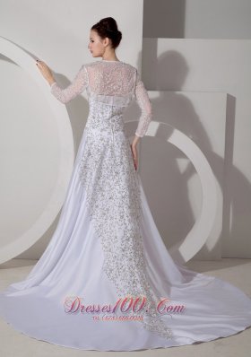 Delicate Queen Katherine Style Wedding Gowns Embroidery