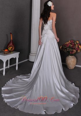 Gorgeous Wedding Bridal Dress Flowers Strapless Taffeta