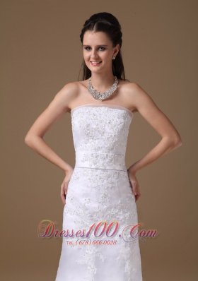 Princess Lace Wedding Dress A-line Strapless Bowknot