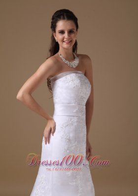 Princess Lace Wedding Dress A-line Strapless Bowknot