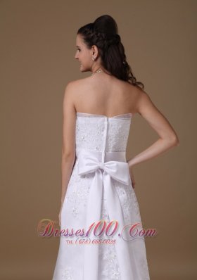 Princess Lace Wedding Dress A-line Strapless Bowknot