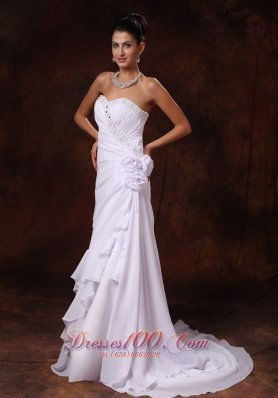 Chiffon Structured Wedding Gowns Ruffles Beading Flowers