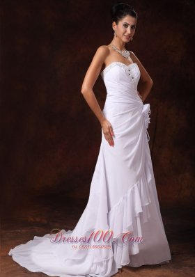 Chiffon Structured Wedding Gowns Ruffles Beading Flowers