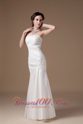 Custom Made Column Bridal Dress Strapless Floor-length