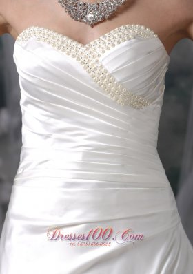 Customize Sweetheart Wedding Gowns Pearls Beading Court