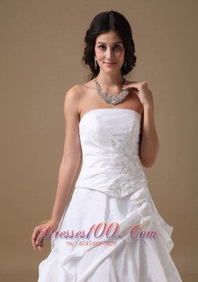 A-line Maternity Wedding Dress Strapless Taffeta Appliques