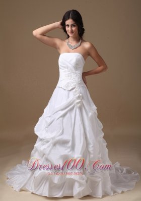 A-line Maternity Wedding Dress Strapless Taffeta Appliques