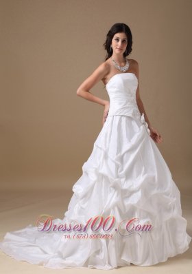 A-line Maternity Wedding Dress Strapless Taffeta Appliques