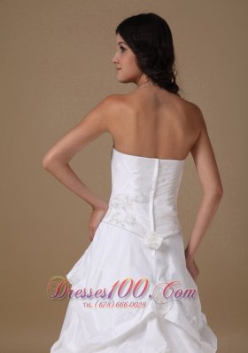 A-line Maternity Wedding Dress Strapless Taffeta Appliques