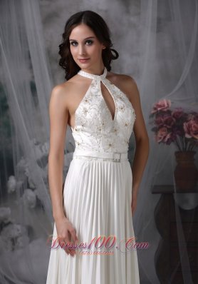 White Plus Size Wedding Bridal Dress High-neck Appliques