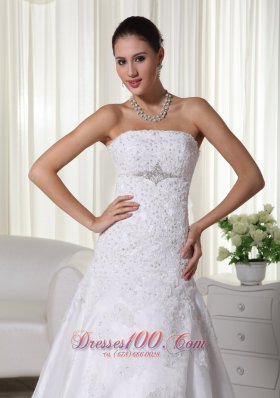 Spring Mermaid Strapless Lace Wedding Bridal Dress Brooch