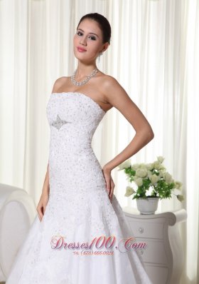 Spring Mermaid Strapless Lace Wedding Bridal Dress Brooch