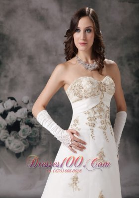 Affordable Off White Wedding Gowns A-line Sweetheart Lace