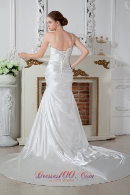 Mermaid One Shoulder Bridal Dress Court Taffeta Beaded