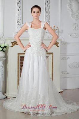 Empire Straps Appliques Lace Wedding Gowns Tulle Winter