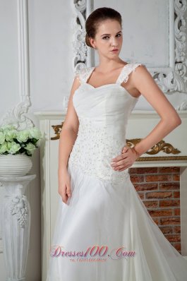 Empire Straps Appliques Lace Wedding Gowns Tulle Winter