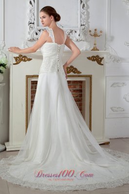 Empire Straps Appliques Lace Wedding Gowns Tulle Winter