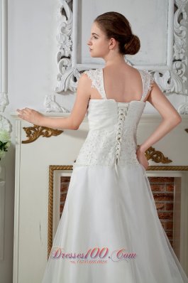 Empire Straps Appliques Lace Wedding Gowns Tulle Winter