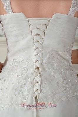 Empire Straps Appliques Lace Wedding Gowns Tulle Winter