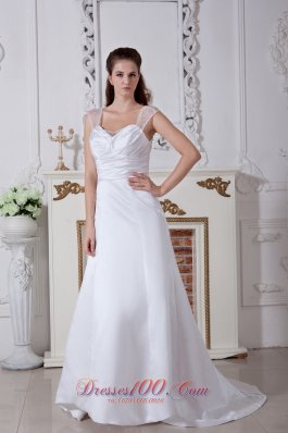 Discount Princess White Bridal Dress Straps Court Ruch