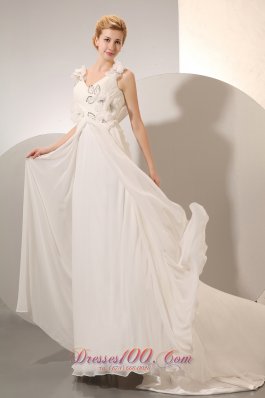 Empire Plus Size Maternity Wedding Dress Flowers Chiffon