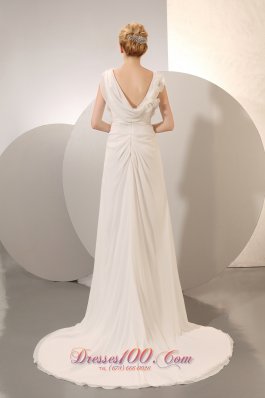 Empire Plus Size Maternity Wedding Dress Flowers Chiffon