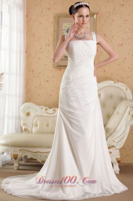 Princess Straps Beach Wedding Dress Court Chiffon Beading