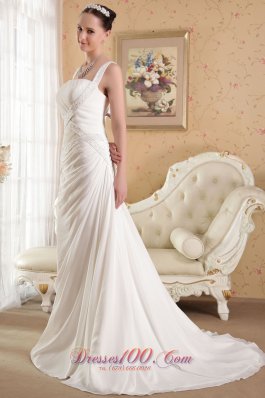 Princess Straps Beach Wedding Dress Court Chiffon Beading