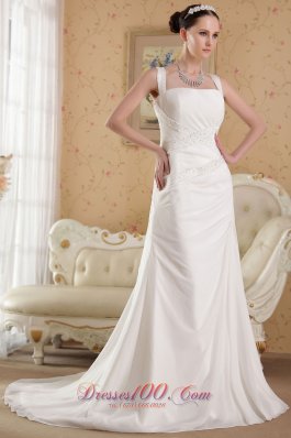 Princess Straps Beach Wedding Dress Court Chiffon Beading