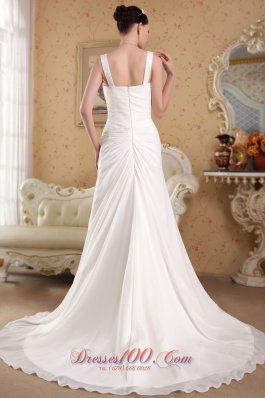 Princess Straps Beach Wedding Dress Court Chiffon Beading