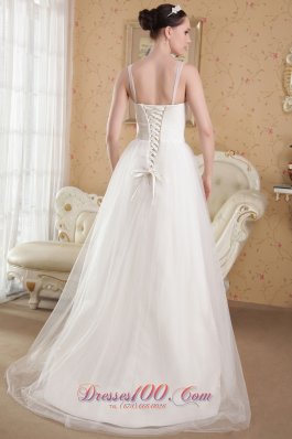 Perfect V-neck Wedding Gowns Brush Train Gilding Tulle