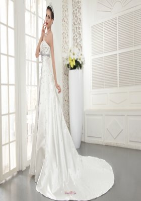 Modern Empire Maternity Wedding Dress Strapless Court Train