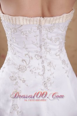 Princess Strapless Embroidery Satin Wedding Dress around 200