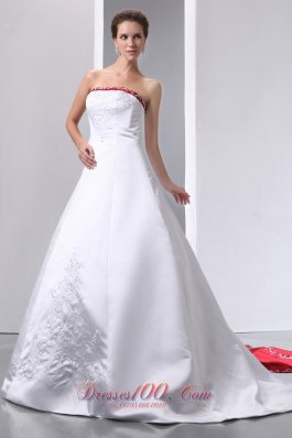 Colored White Wedding Dress A-line Embroidery Gangnam Style