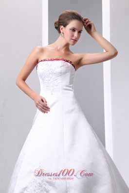 Colored White Wedding Dress A-line Embroidery Gangnam Style