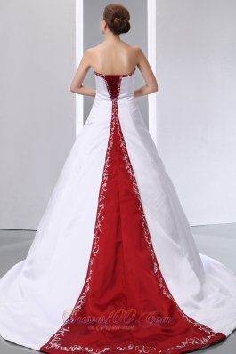 Colored White Wedding Dress A-line Embroidery Gangnam Style