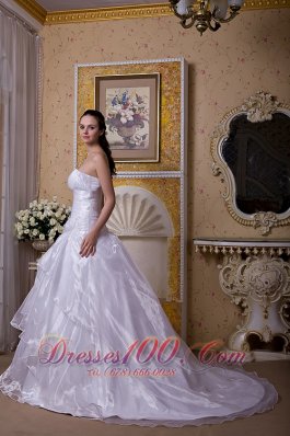 Ruffles Wedding Bridal Dress Strapless Taffeta Organza