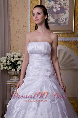 Ruffles Wedding Bridal Dress Strapless Taffeta Organza