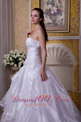 Ruffles Wedding Bridal Dress Strapless Taffeta Organza