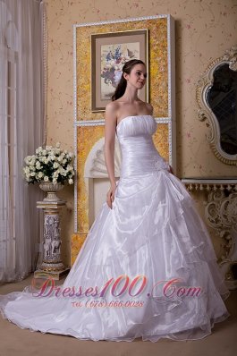 Ruffles Wedding Bridal Dress Strapless Taffeta Organza