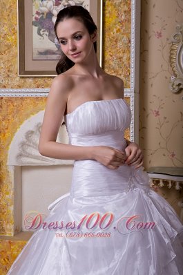 Ruffles Wedding Bridal Dress Strapless Taffeta Organza