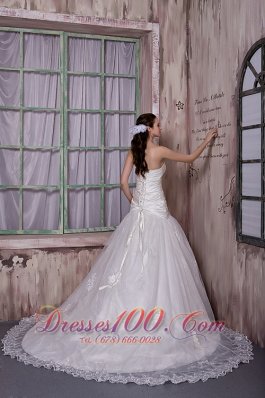 Customize Sweetheart Wedding Bridal Dress Flowers Lace