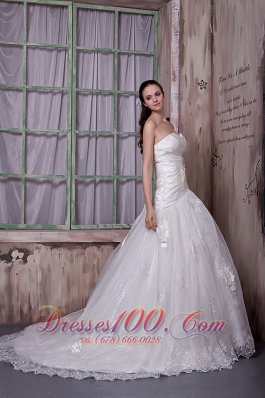 Customize Sweetheart Wedding Bridal Dress Flowers Lace