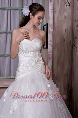 Customize Sweetheart Wedding Bridal Dress Flowers Lace