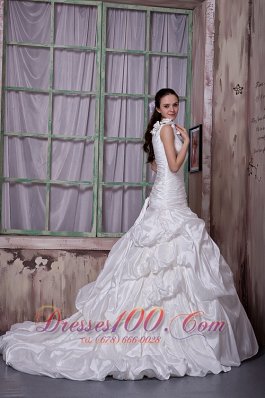 Luxurious One Shoulder Church Wedding Gowns Pick-ups