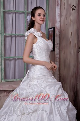 Luxurious One Shoulder Church Wedding Gowns Pick-ups