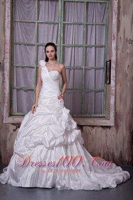 Luxurious One Shoulder Church Wedding Gowns Pick-ups